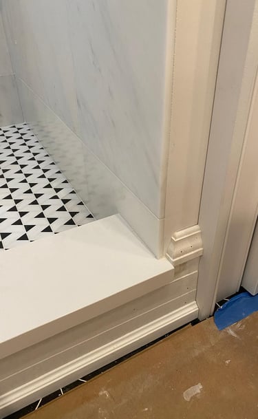 Remodeling project featuring newly built custom shower base