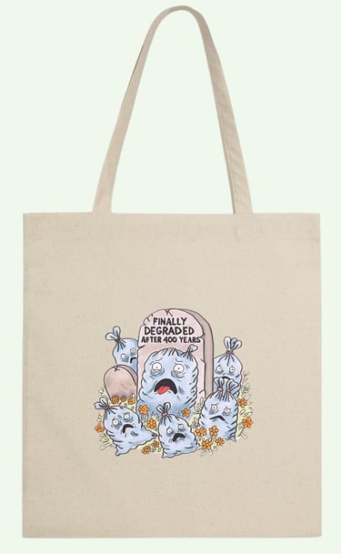 totebag ecoresponsable imprimé illustration humour poubelles