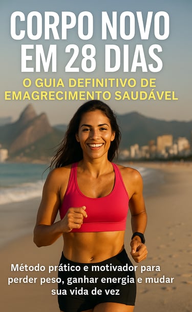 Pessoa praticando atividade física leve ao ar livre; conceito de “corpo novo” com energia e leveza.