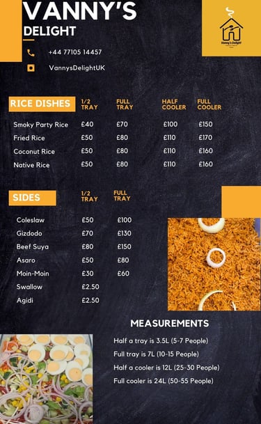 Rice and Sides Menu Vanny's Delight