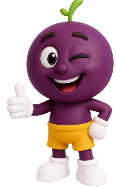 O Mascote da Açaí Mais Brasil demonstrando felicidade e confiança