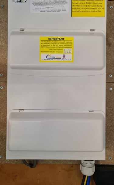 Completed consumer unit upgrade replacing three old fuse boxes in Bromley