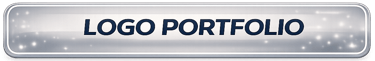 A metallic silver web button displaying the text Logo Portfolio in bold dark blue font.