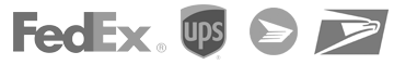 Logos for FedEx, Ups, US Postal