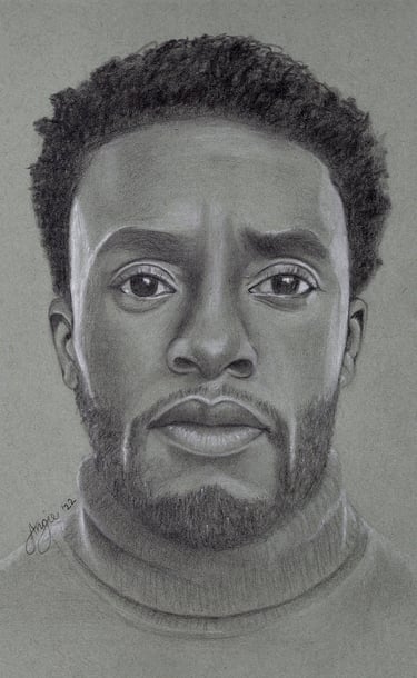 a drawing of Chadwick Boseman, American actor
