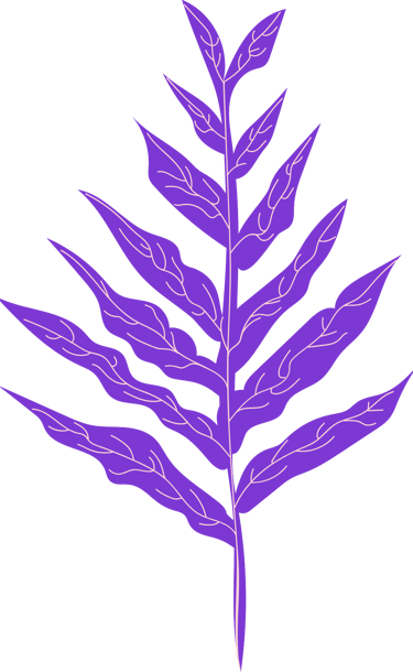 Stylized fern in purple with light pink veins