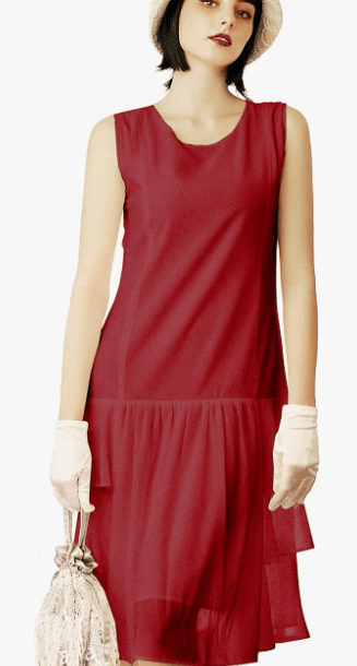 BABEYOND 1920s Inspired Chiffon Dress - Flapper Dress Low-Waist Multi-Layered Dress Sleeveless Party