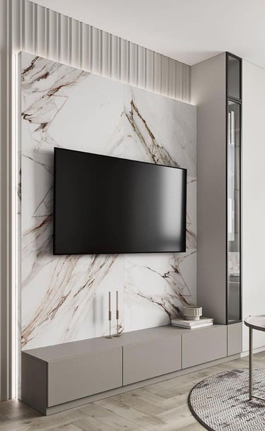 kvarco akmeniu dekoruota siena