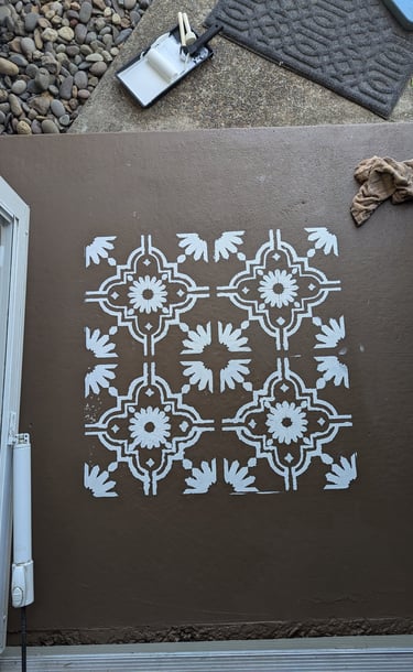 Painted Stencil on porch stoop