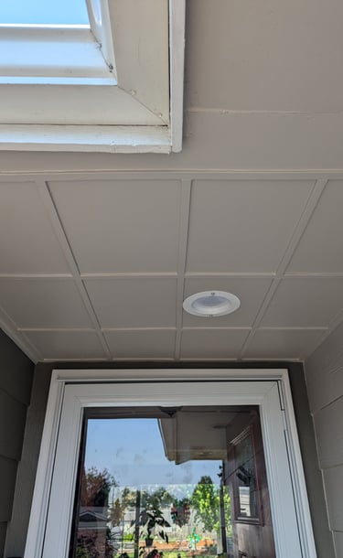 Flat coffered ceiling on a front porch