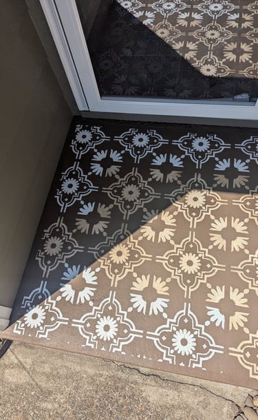 Front Porch Stoop with stenciling