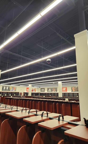 Inside image of the new Shoe Depot in Brownwood that Hyperion Electric installed commercial lighting