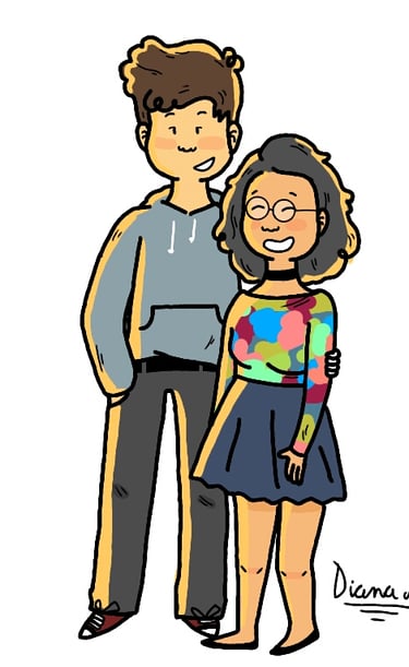 a man and woman standing next to each other. Diane Mulolo Faida