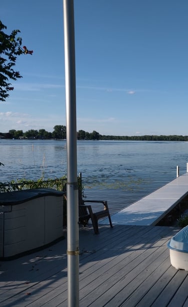 Kayaking at dock lakeside lake views southern michigan vrbo airbnb dock short term rental