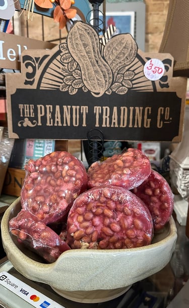 Giant roasted peanut patties with candy coating, southern style.