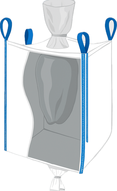 super saco o bigbag con liner integrado de 2 valvulas superior e inferior valvula inferior sellada