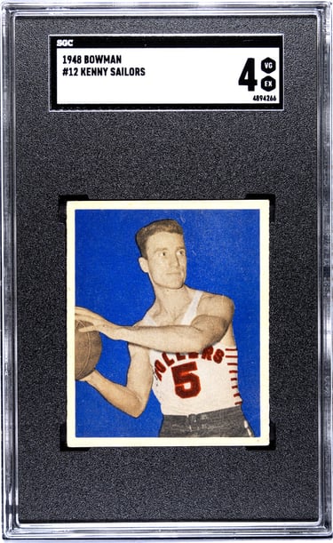 1948 Bowman Basketball #12 Kenny Sailors Blue Background