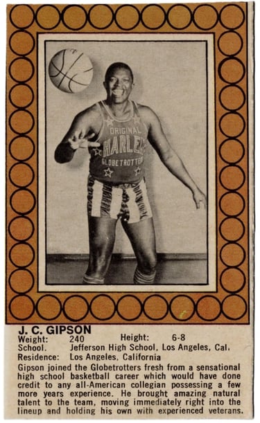 1971 Phoenix Candy JC Gipson Harlem Globetrotters hand-cut candy card