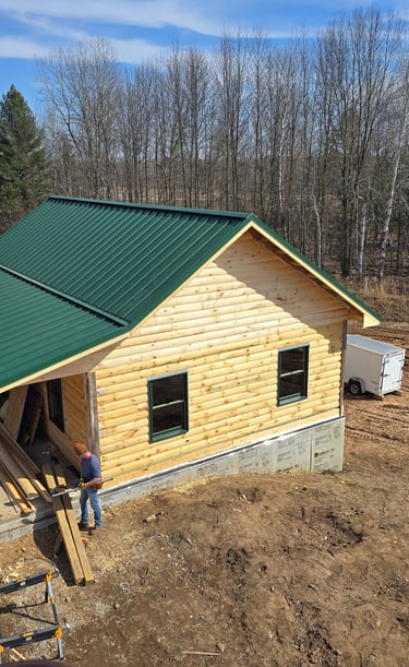 Aerial View of Cabin Under Construction