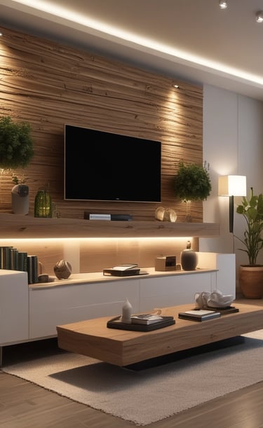 Elegant living room furniture set crafted from high-quality melamine with warm tones.