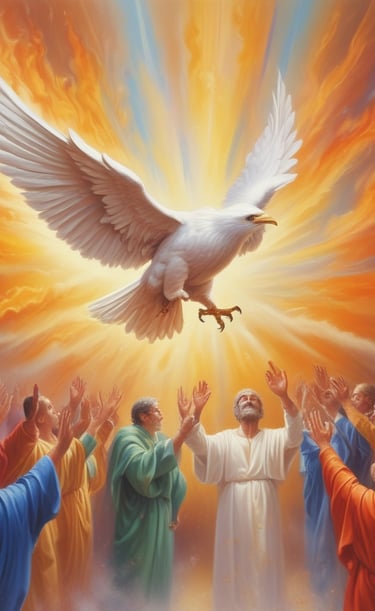 Two images are displayed on a stone wall. The first image on the left has a blue and yellow background with the text 'PRAY FOR UKRAINE'. The second image on the right is a religious icon depicting a haloed figure with hands raised.