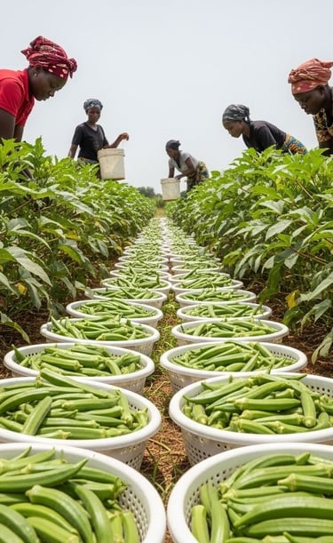 Agriculture de gombo et autres, assez naturelle et frais