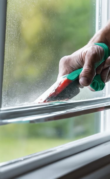 window being cleaned