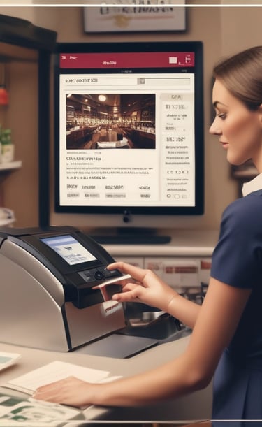 Photo of a retail store using Kitman’s electronic billing system at the cash register.