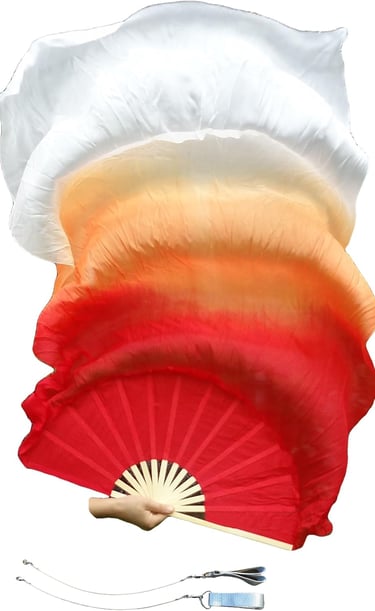 Winged Sirenny 150cm Pareja Abanico-Pois de Seda Auténtica para Baile Árabe, Accesorios de Danza del