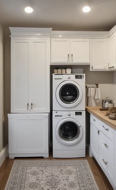 A cozy living room with rented furniture and appliances.