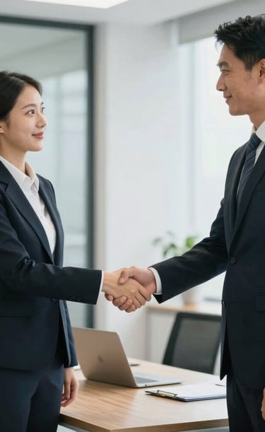 Close-up image of hands exchanging products symbolizing import and distribution services.
