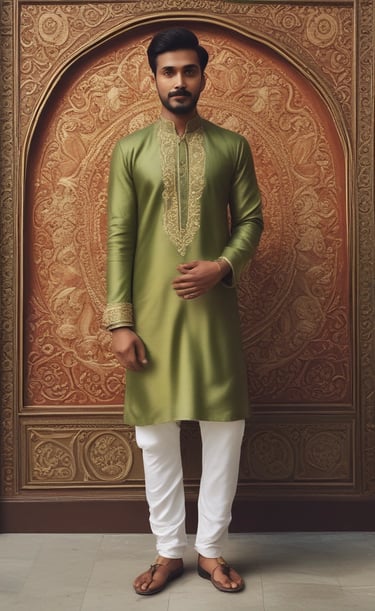 A beautifully draped custom blouse showcasing intricate embroidery and fine detailing.