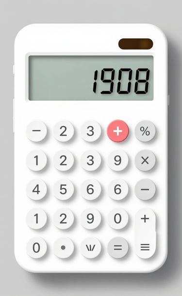 A fraction calculator showing colorful fraction inputs and results on screen