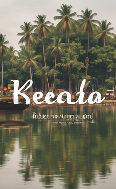 Tranquil backwaters of Kerala with traditional boats gliding smoothly at dusk.
