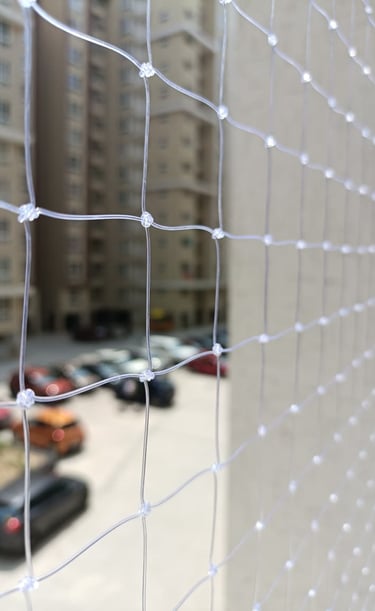 Pigeon nets for balcony safety in Tardeo apartment by Arjilli Safety Nets