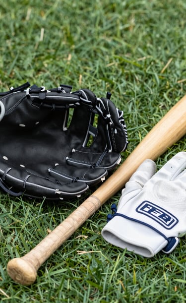 baseball glove and bat