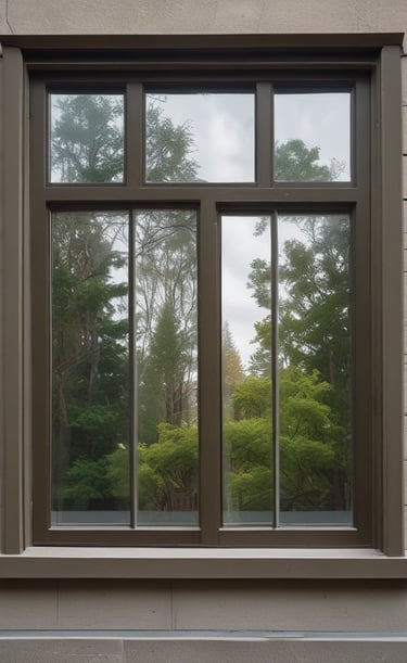 Shiny, streak-free windows gleaming in natural sunlight.