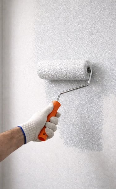 a person holding a paint roller 