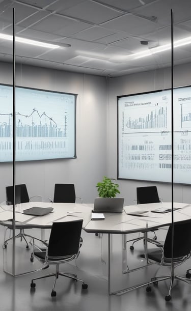 A team meeting with charts and laptops, showing collaboration on strategic financial planning.