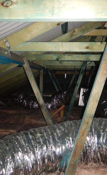 Perth roof frame with structural repairs completed. 