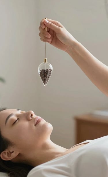 Close-up of hands performing an energy healing session with peaceful ambiance.