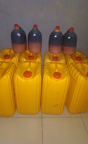 Palm oil stock in warehouse.