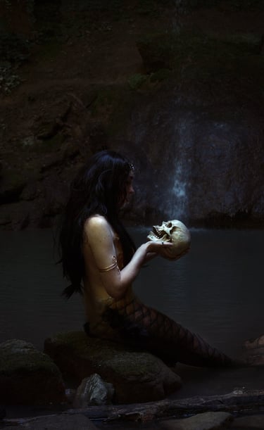 Photo fantasy d'une femme en costume de sirène