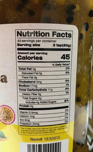 vonbee-passion-fruit-honey-puree-nutrition-facts