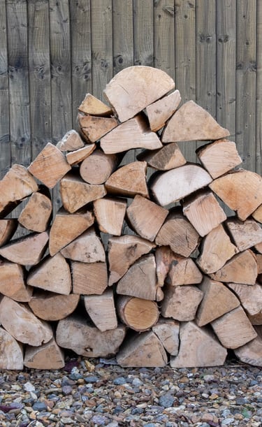 Loose load 1m3 kiln dried logs stacked by Ouse Firewood