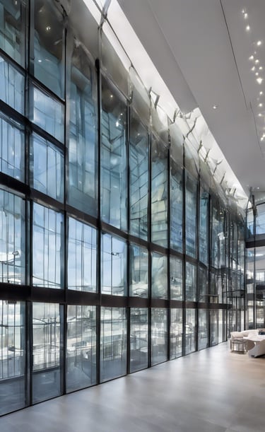 a building with a glass wall