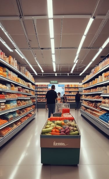 Packages of assorted snacks are arranged in clear plastic containers on a table. The snacks vary in colors and shapes, including green, red, and yellow items wrapped in clear plastic. There is also a cardboard box in the background with more wrapped snacks and some unwrapped items visible.