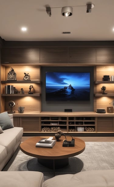 Ornate glass and gold decorative items are arranged on a tray, surrounded by crystal chandeliers and a warm ambient glow. The luxurious design features intricate details and craftsmanship.