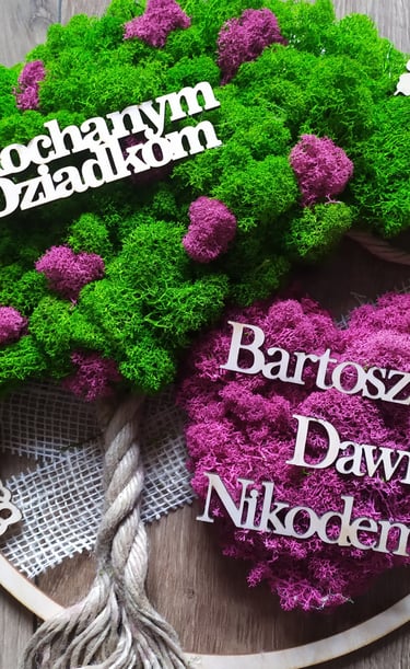 Kompozycja mchu chrobotka na dzień dziadków