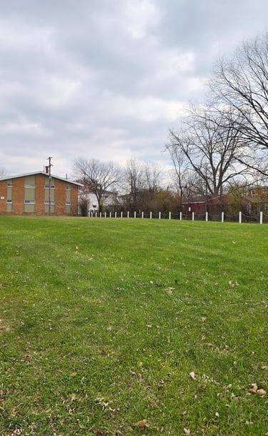 Large open grassy area for kids to play on.